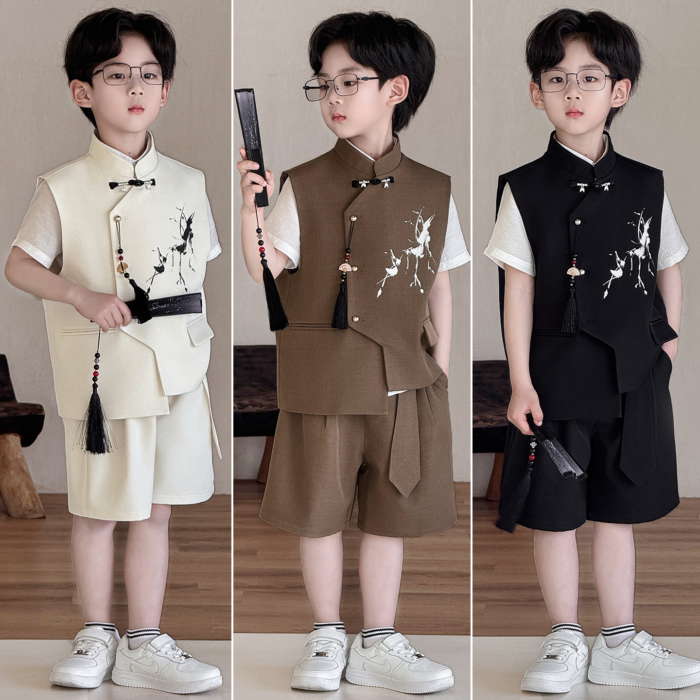 儿童西装套装2026夏季新款国风小主持人礼服男童新中式朗诵演出服