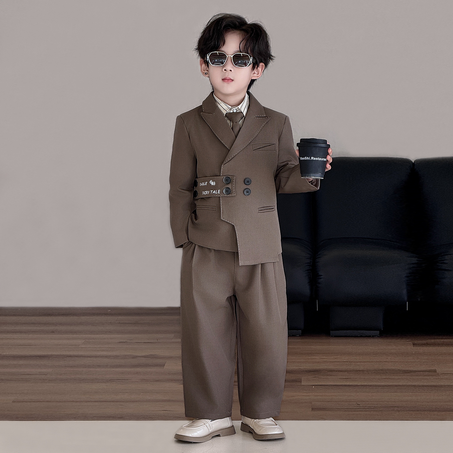 男童西装套装春秋新款主持人西服