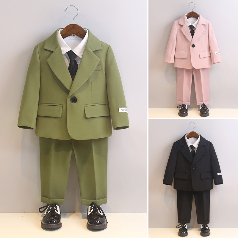 春季新品男童西装套装洋气主持人婚礼花童礼服帅气韩版儿童潮西服