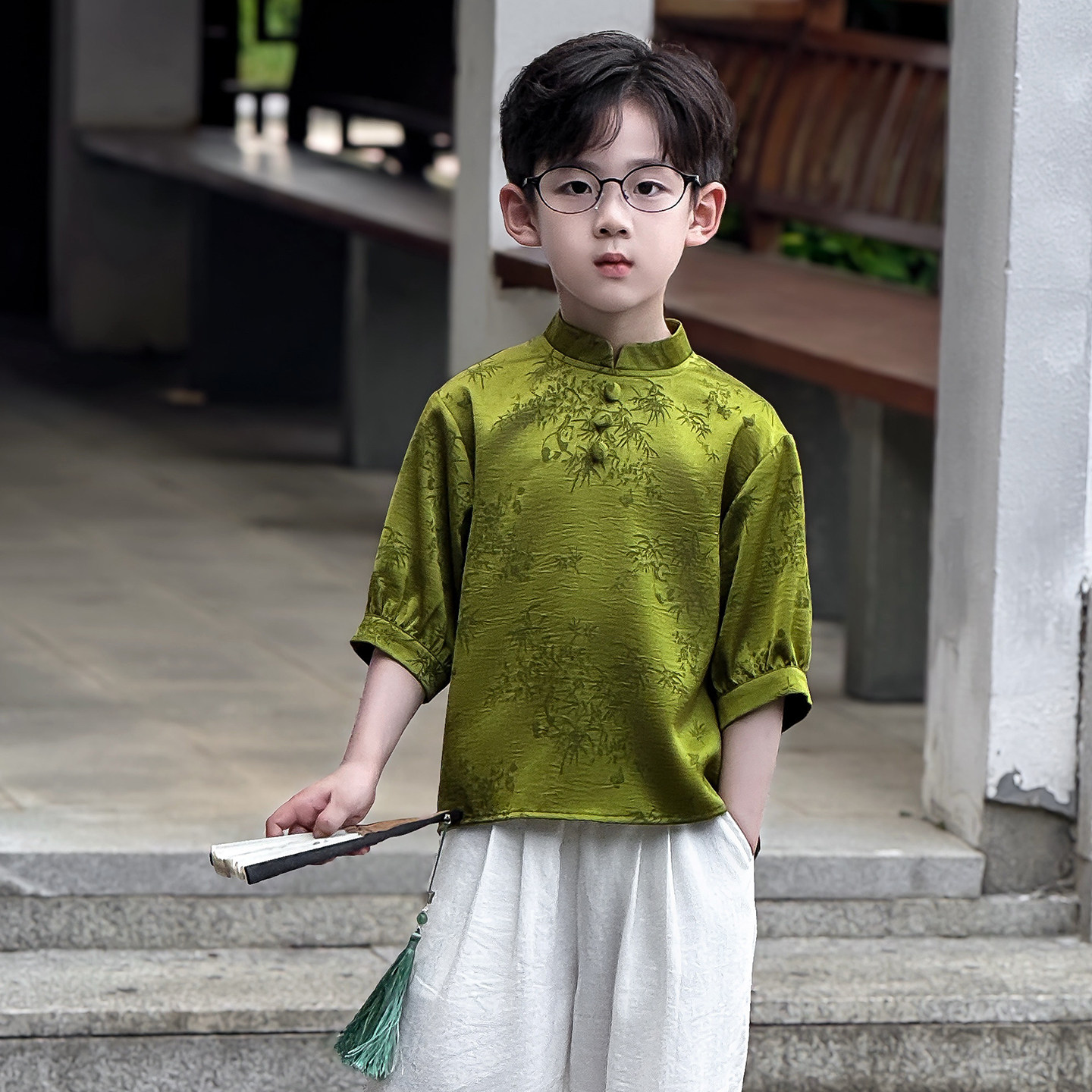 儿童新中式唐装套装夏季休闲穿搭