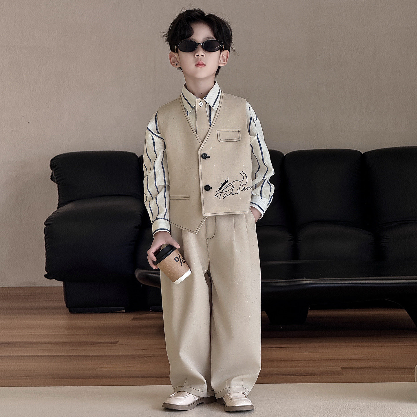 男童轻奢西装马甲套装春季新款儿童韩系气质阔腿裤帅气童装礼服潮