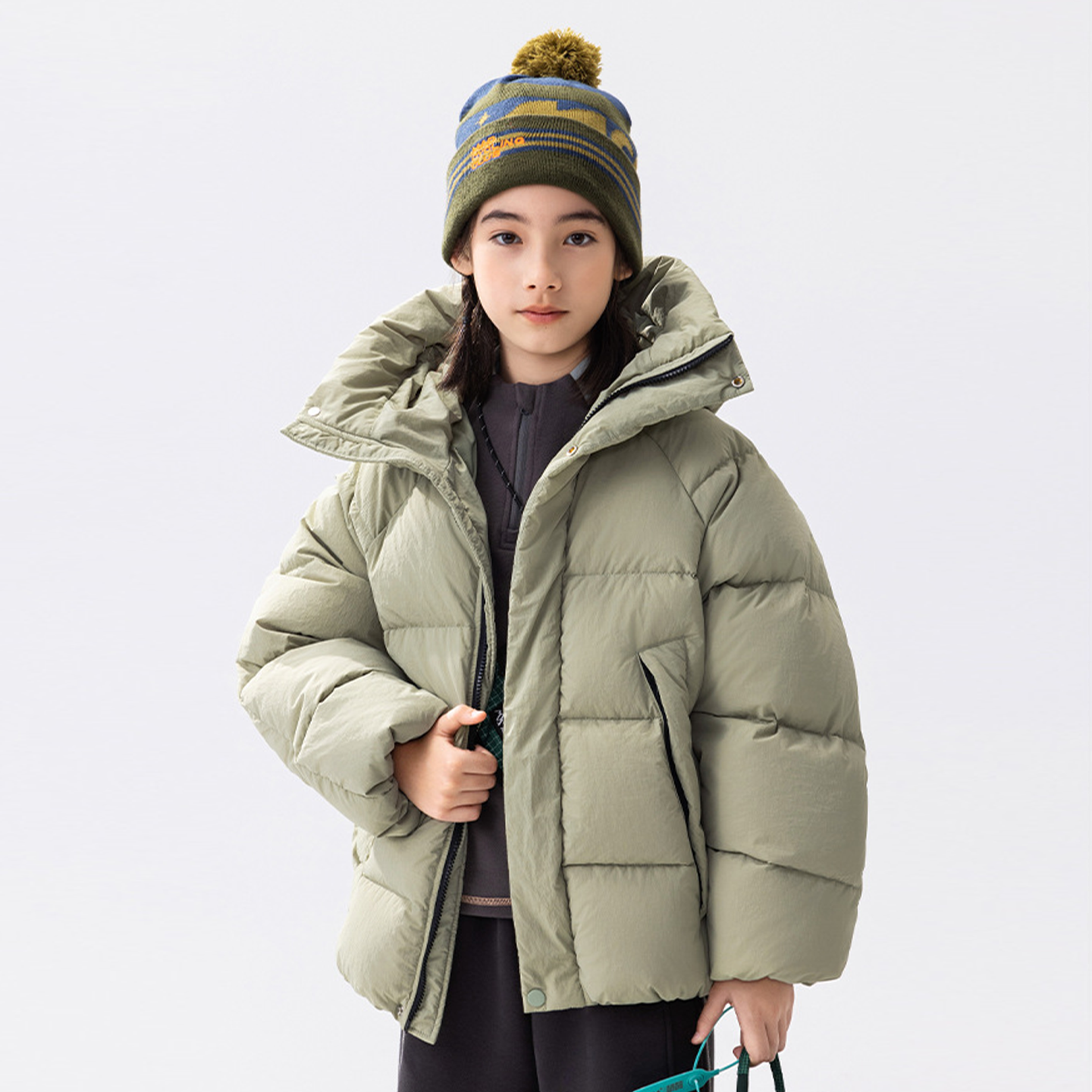 儿童秋冬连帽保暖羽绒服
