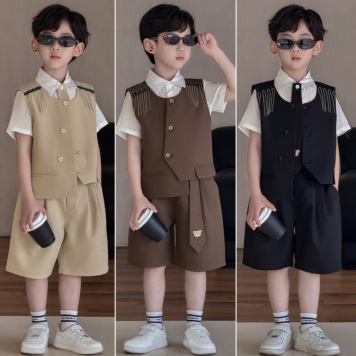 男童礼服2026夏季新款儿童生日宴会小主持人礼服英伦风钢琴演出服