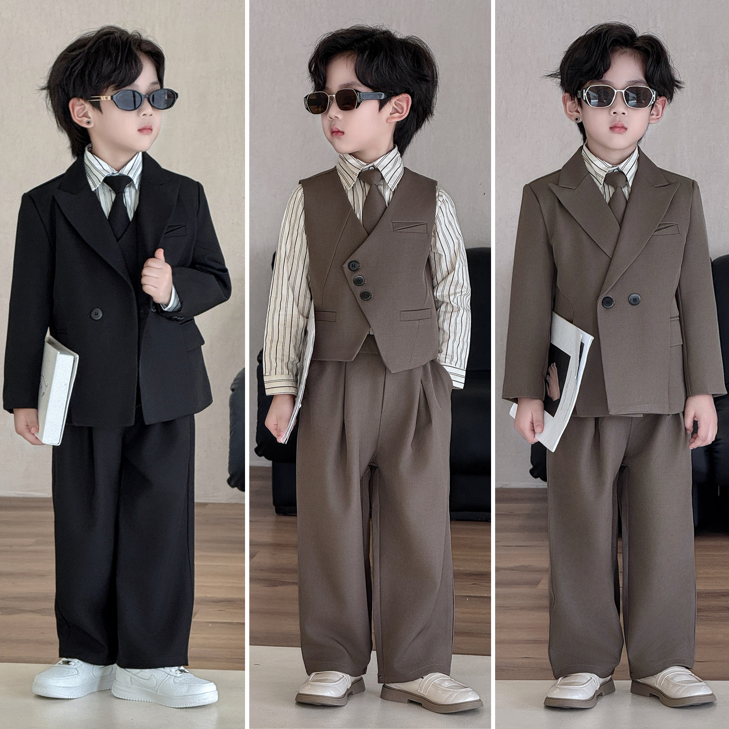 男童帅气小主持人西服正装