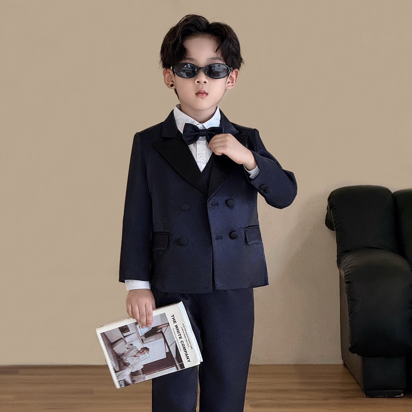 高端男童西装套装帅气2025春秋新款英伦风儿童小主持人钢琴演出服