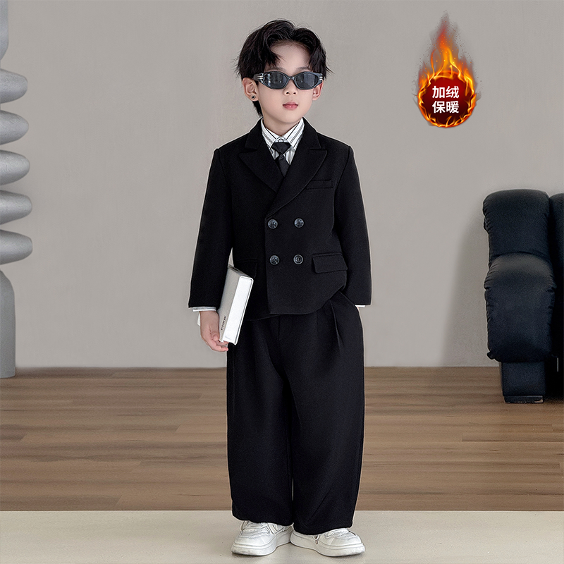 男童春秋新款西装套装2025帅气儿童生日花童加绒礼服英伦风演出服