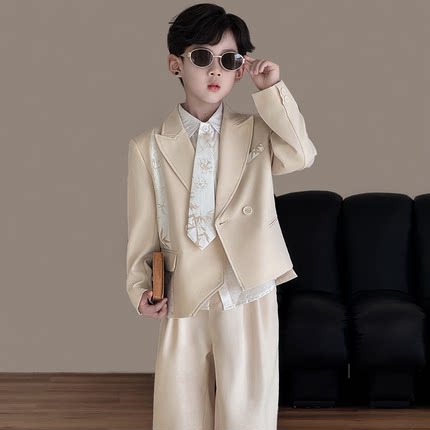 儿童西装套装男童高级感小主持人礼服2026春款帅气婚礼花童小西服