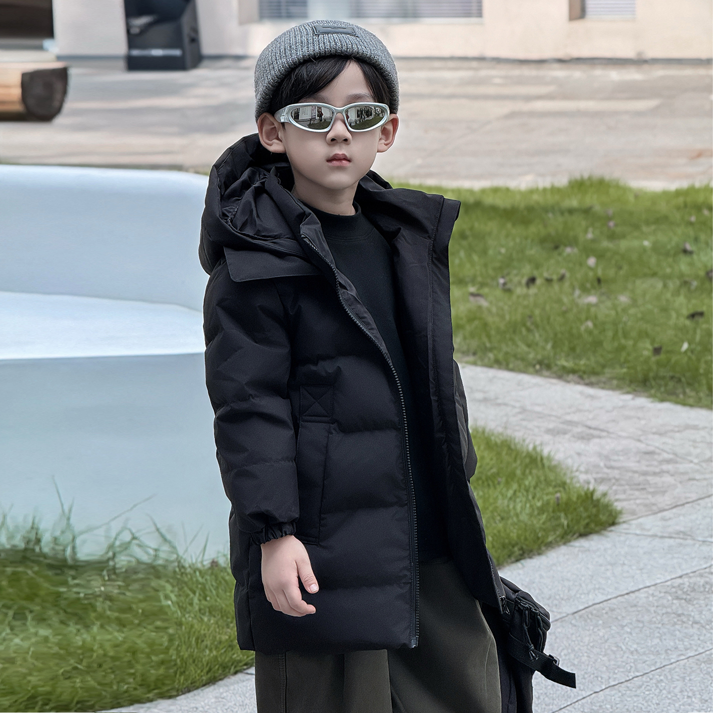 儿童秋冬中长款保暖羽绒服