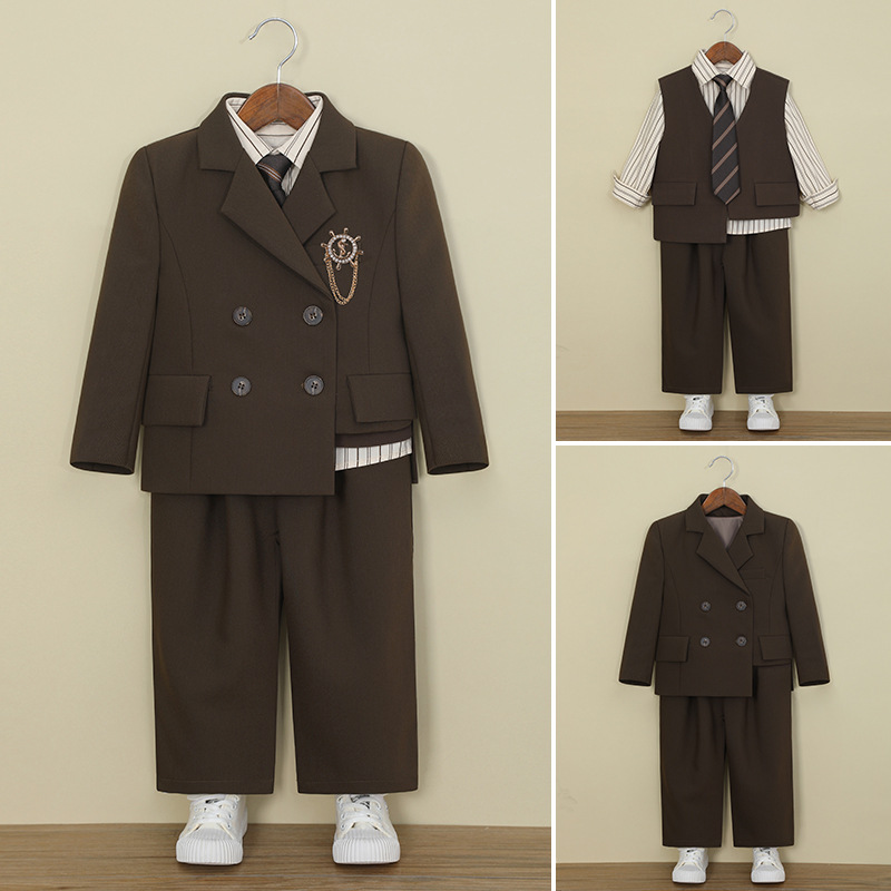 儿童新款西装套装花童生日礼服男童西服男宝宝主持钢琴走秀演出服