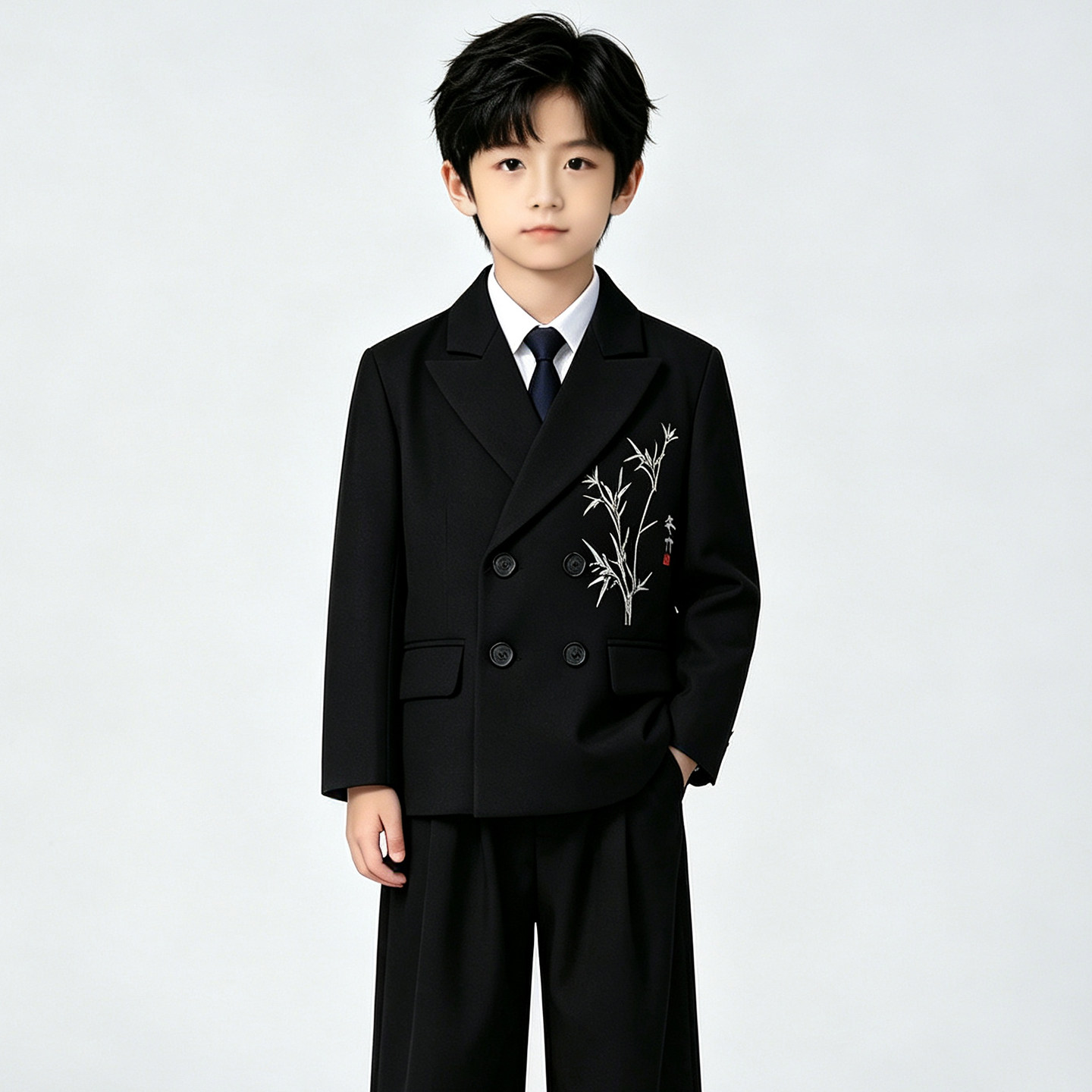 男童新中式西服套装春秋演出礼服