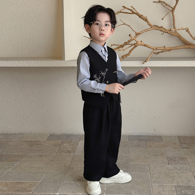 男童国风刺绣花童演出服