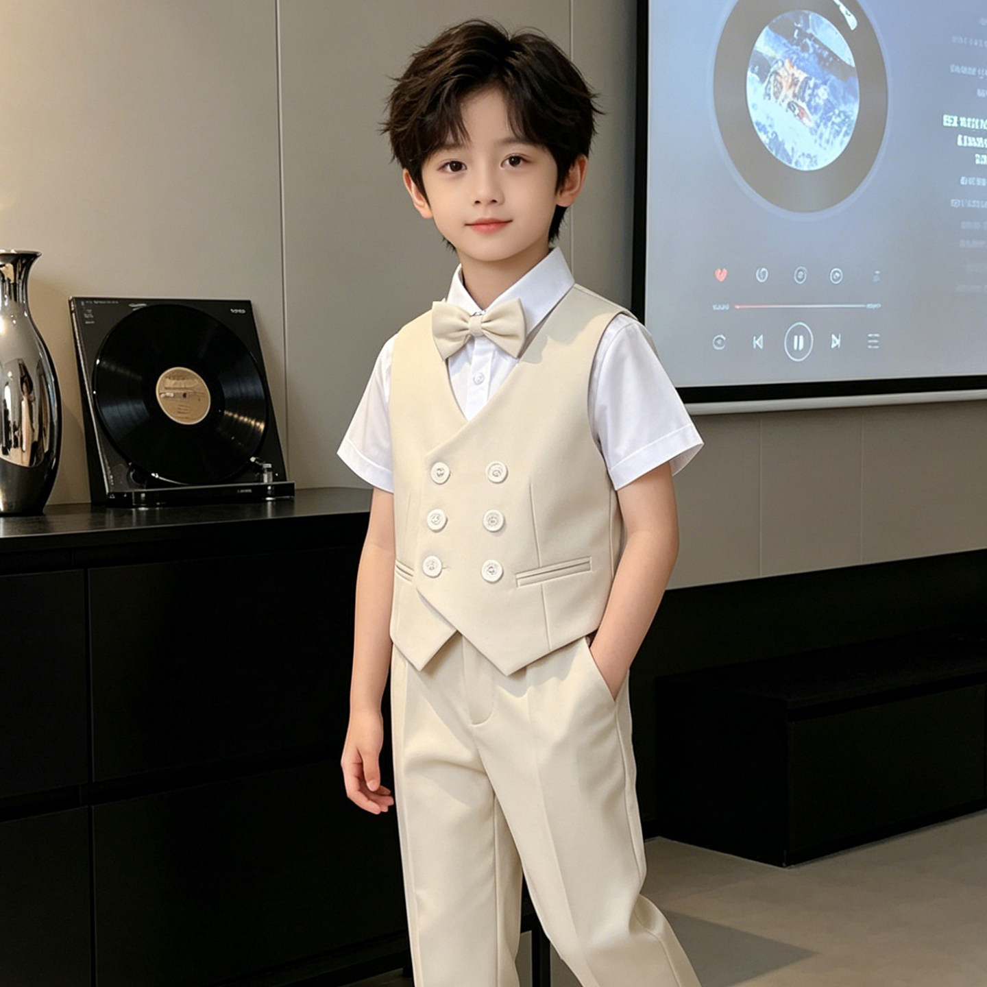 男童高级感英伦风钢琴演出服