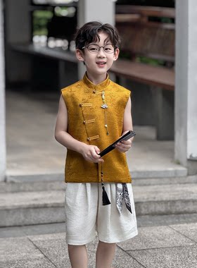 男童中式马甲唐装夏季朗诵服
