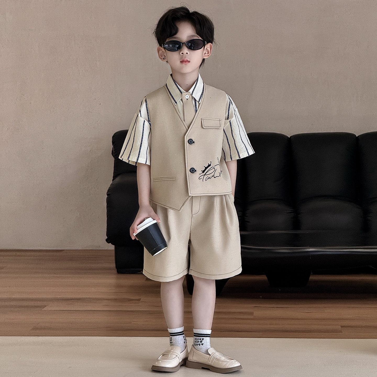 男童高端礼服2026春夏新款马甲套装儿童主持人男孩英伦风钢琴演出