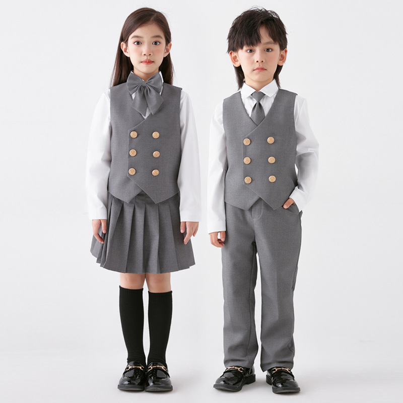 儿童合唱演出服英伦风小主持人礼服幼儿园班服男女童毕业照表演夏