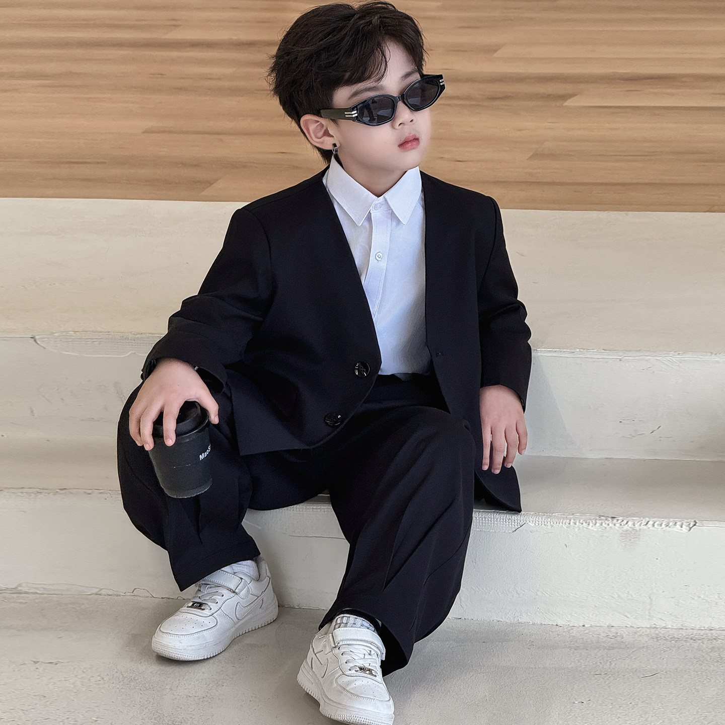 男童韩版潮酷小西服套装时髦礼服
