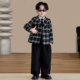 格子英伦风小西服高端男童主持人演出服 2025秋冬新款 儿童西装 套装