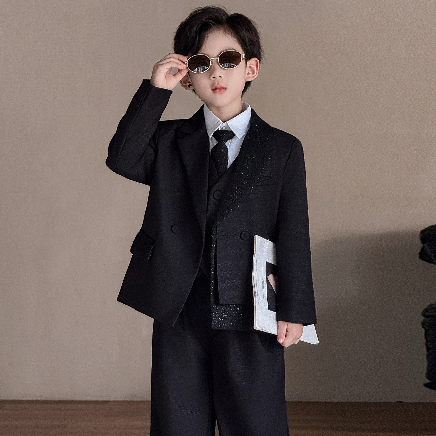 秋季韩版男童西装四件套演出礼服