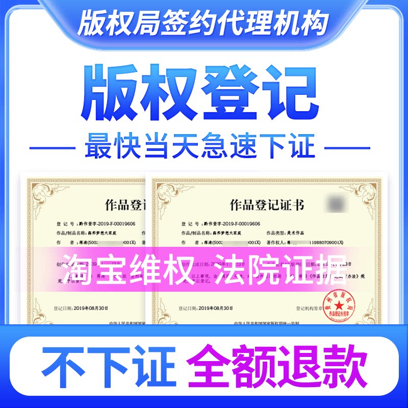 加急美术版权作品著作权申请图片小说音乐视频logo设计作品登记