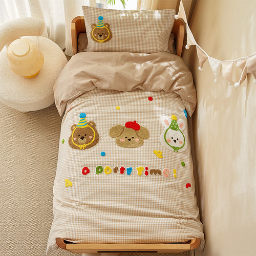 2025新款A类全棉纯棉色织水洗棉120x150幼儿园三件套六件套多件套