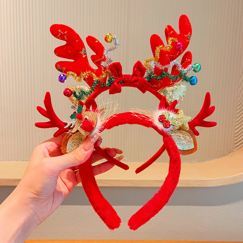 圣诞节头饰儿童发箍不勒头女童圣诞头箍圣诞节发饰宝宝大鹿角发卡