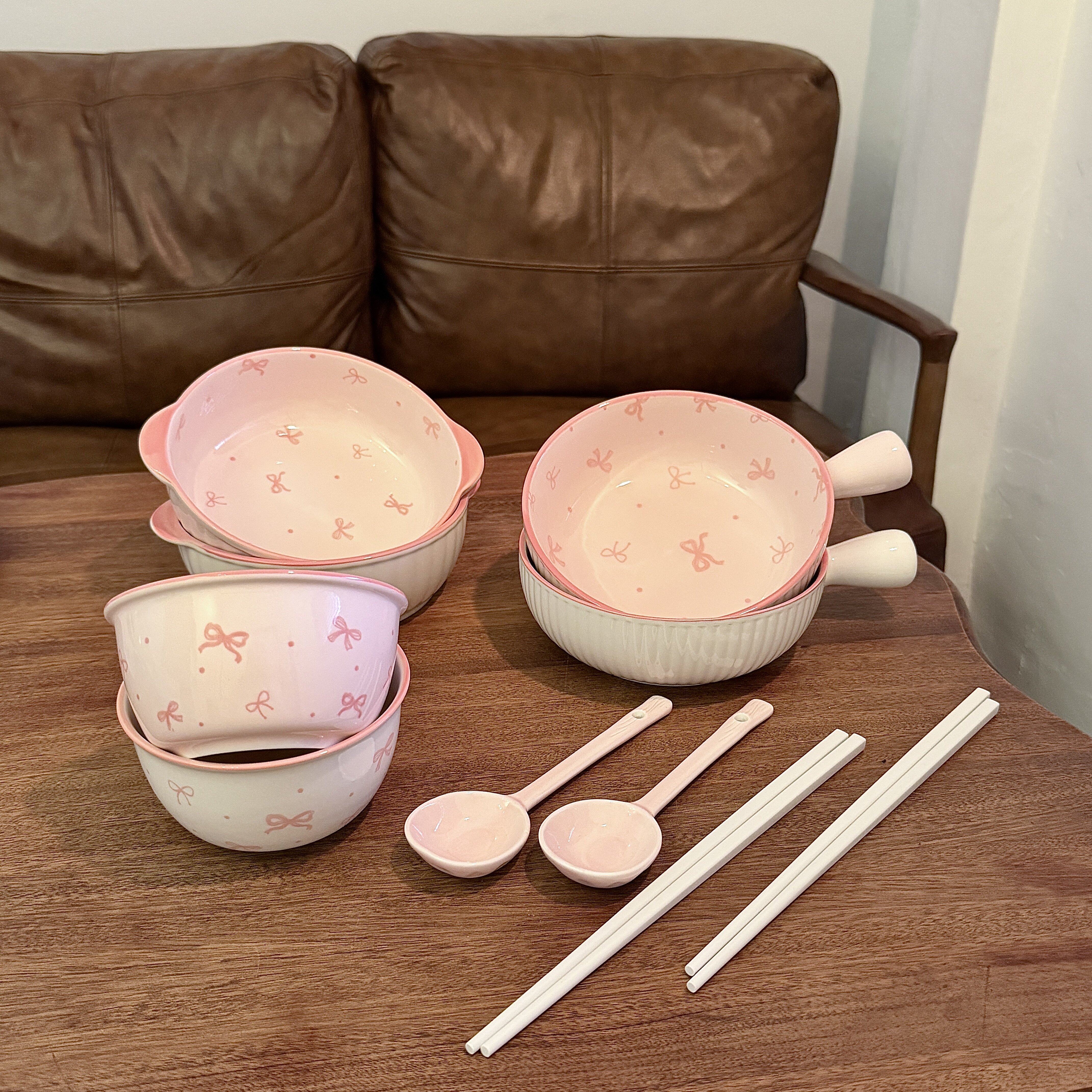 碗具小汤碗双耳碗手柄碗漂亮水果碗个人专用饭碗一人食一套精致碗