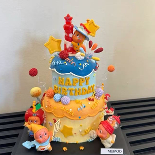 吹泡泡星星人小国王蛋糕装饰童话许愿礼花男孩女孩生日装扮摆件