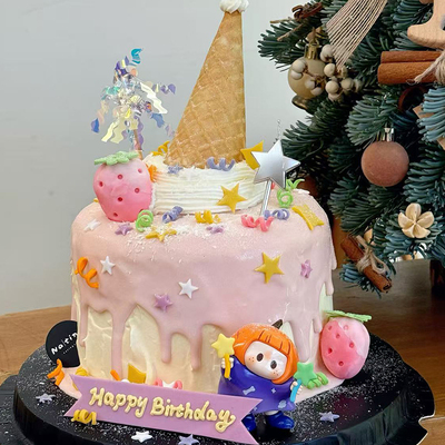 网红儿童生日yoyo酱公仔蛋糕装饰摆件卡通悠悠手持替换配件装饰