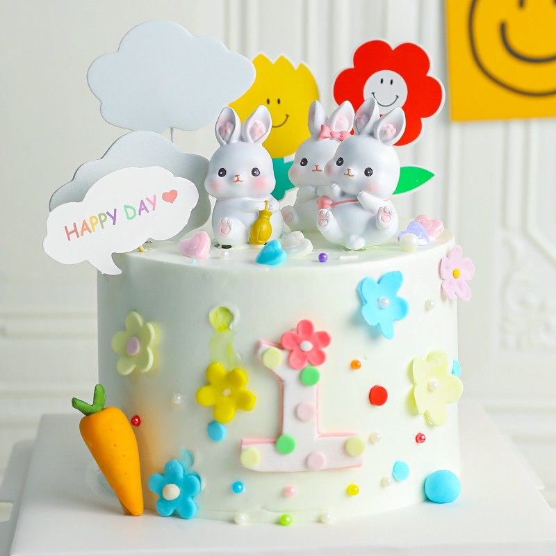 可爱卡通树脂小兔子蛋糕装饰摆件儿童生日派对甜品台装扮插牌插件,节庆用品/礼品,节日装扮用品,淘宝优惠券,粉丝福利购,淘宝优惠卷