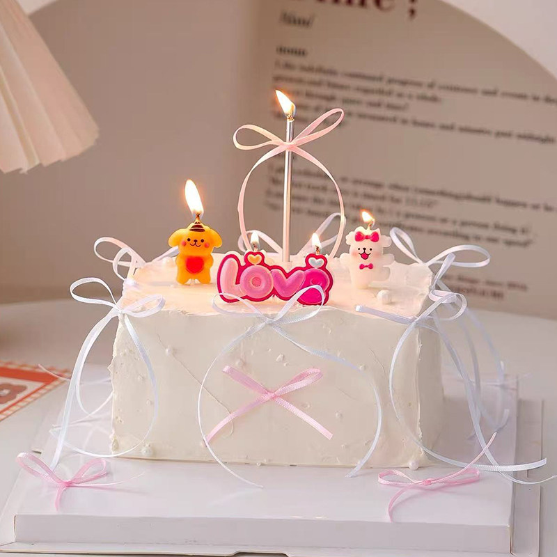 2026情人节快乐情侣爱心小狗蜡烛蛋糕装饰DIY丝带蝴蝶结装扮插件,节庆用品/礼品,蛋糕/烘焙装饰用品,淘宝优惠券,粉丝福利购,淘宝优惠卷