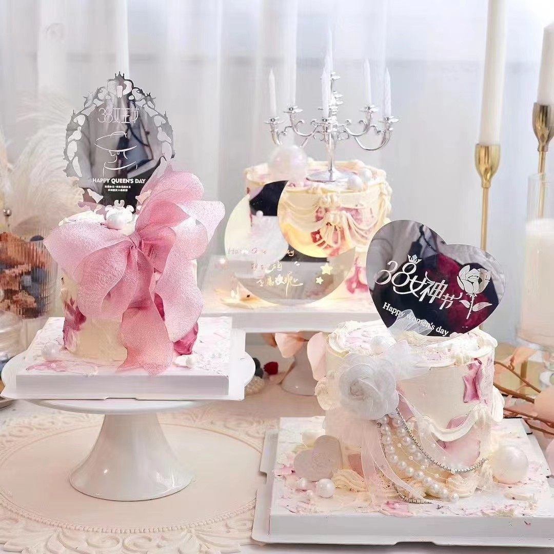 新款38女神节爱心镜子蛋糕装饰摆件三八女王节镜面蛋糕插件插牌,节庆用品/礼品,节日装扮用品,淘宝优惠券,粉丝福利购,淘宝优惠卷