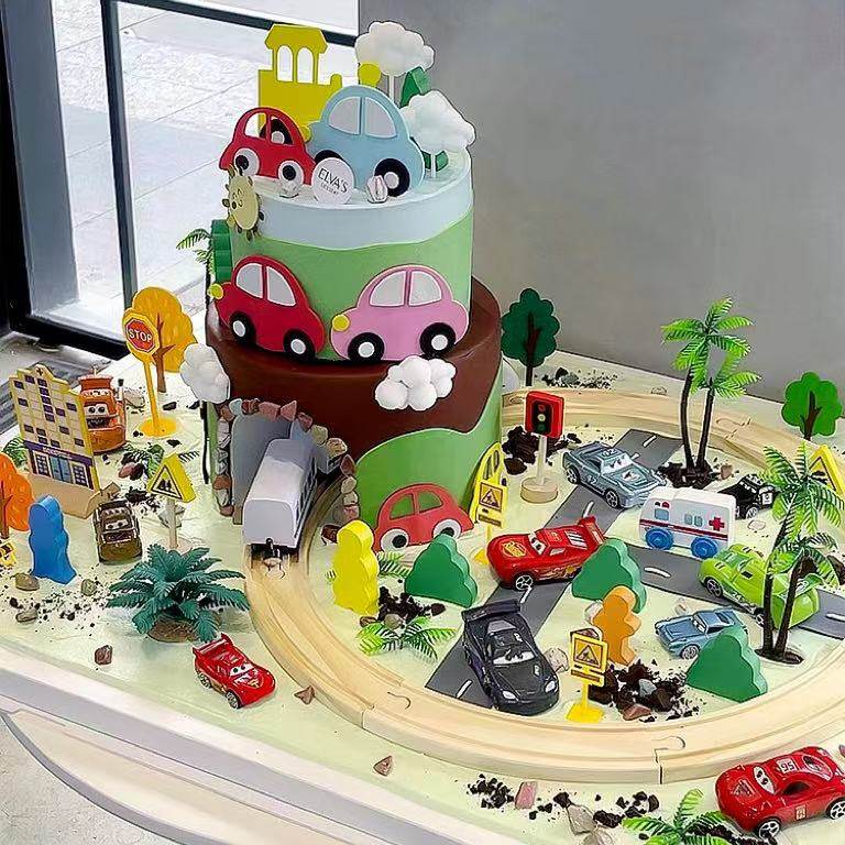 儿童男孩生日山洞隧道轨道火车蛋糕装饰摆件工程汽车路障烘焙配件,节庆用品/礼品,蛋糕/烘焙装饰用品,淘宝优惠券,粉丝福利购,淘宝优惠卷