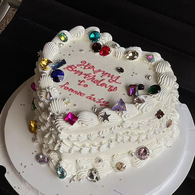 小红书爆款女神生日多巴胺幻彩宝石蛋糕装饰插件镜面球五角星配件