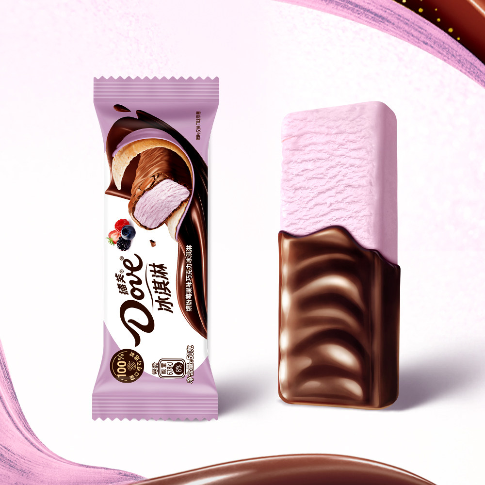 新品5支 德芙缤纷莓果巧克力冰淇淋 脆皮雪糕 网红冷饮冰棍包邮