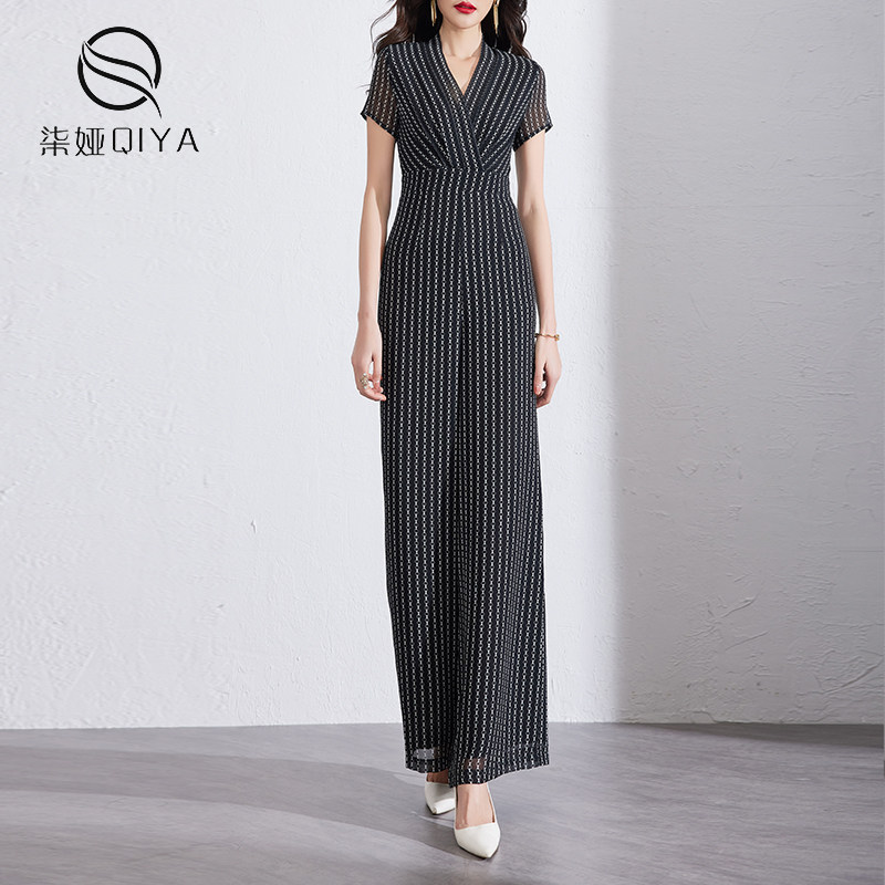 清仓福利法式高级感气质雪纺阔腿连衣裤连体裤女套装