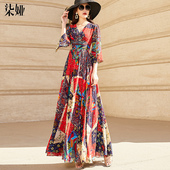 清仓福利长裙到脚踝雪纺连衣裙2025新款 夏超长海边度假沙滩裙