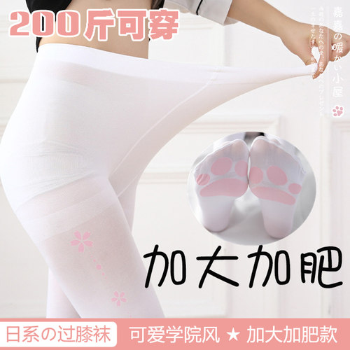 加大加长过膝袜120D猫爪天鹅绒