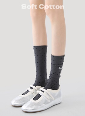 灰色堆堆袜女士春夏款韩国东大门刺绣字母ins潮袜叠穿波点中筒袜