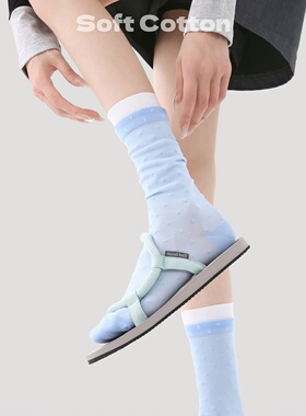 袜子女2026新款爆款日系学院风波点拼色中筒袜文艺少女堆堆袜春夏