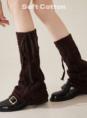 Y2k穿搭针织白色腿套堆堆袜女款大码胖mm粗腿袜套小腿袜中筒长筒