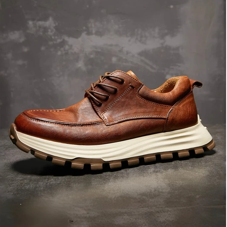 帕达索春秋透气男鞋复古软皮百搭