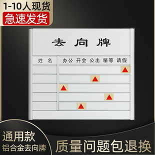 空白去向牌通用去向牌铝合金去向牌定制办公室人员去向指示牌公司员工工作岗位牌去向告知牌公告栏表在岗门牌