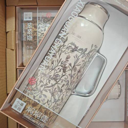 小罐茶园新品焖焖壶花枝纹1000ml保温杯伴手礼焖茶壶食品级茶花白