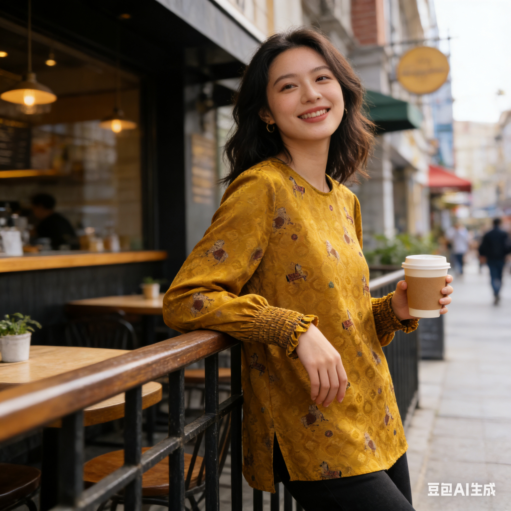 复古文艺真丝碎花长袖上衣女通勤圆领黄色气质高级感衬衫,女装/女士精品,真丝上装,淘宝优惠券,粉丝福利购,淘宝优惠卷