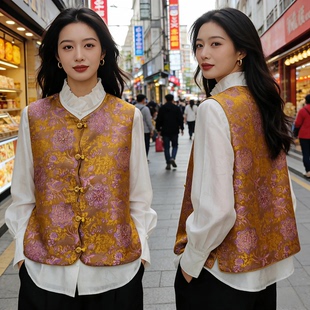 风提花气质马甲内搭刺绣衬衫 新中式 短上衣 穿搭女装 超好看2026春季