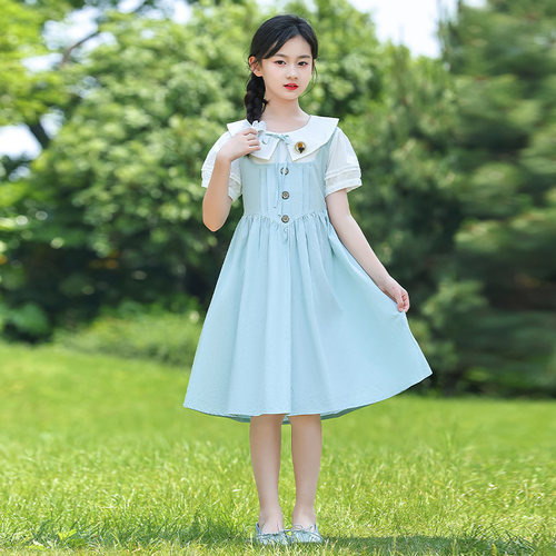 女孩裙子韩版夏季纯棉连衣裙学生