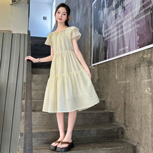 女童连衣裙夏装2025新款中学生少女装薄款长裙大童12夏款15岁裙子