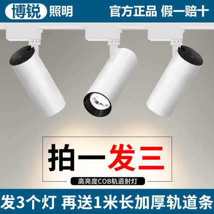 博锐服装店射灯led天花灯店铺商用家用导轨式cob聚光背景墙轨道灯