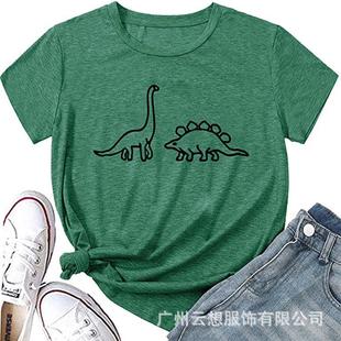 Cute dinosaur pattern printed short sleeved t-shirt for