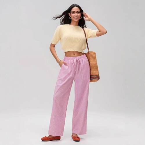 Striped wide leg pants and high waisted pants